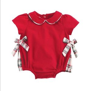 Mudpie Red Plaid Corduroy Bubble Romper 12m